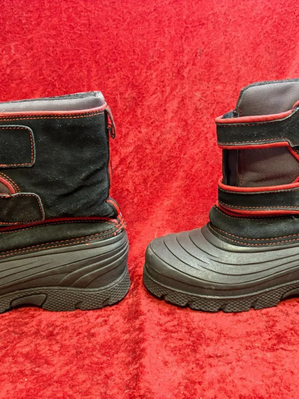 Totes Eddie Black/Red Snow Boots Men's Size US 5M Leather
